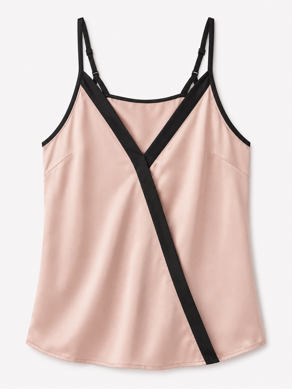 Silky Blush Pink & Black Trim Cami Tank